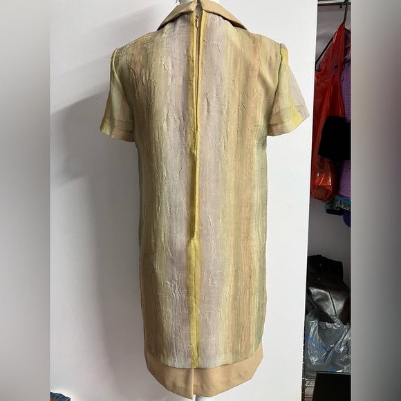 Expo Petite Women’s Vintage Dress, 4P, Sheer Overlay, Tan/Natural Shades - Picture 5 of 8